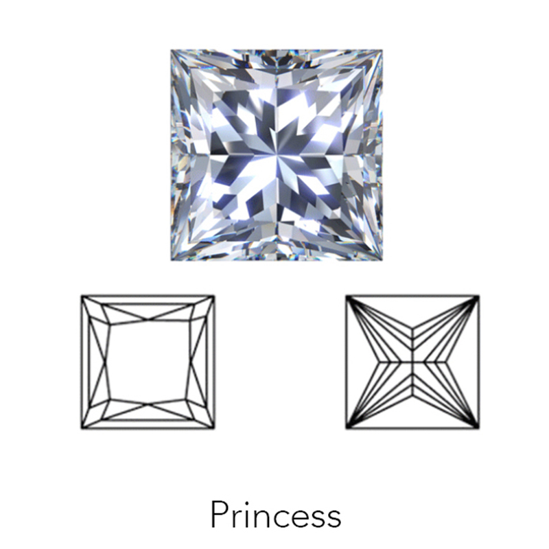 princess cut display of LONITÉ cremation diamonds from cremated ashes and cremains